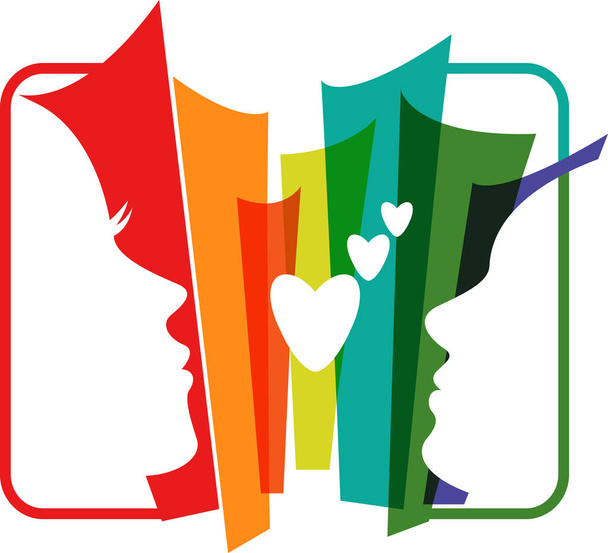 colorful couple face logo  - ベクター画像