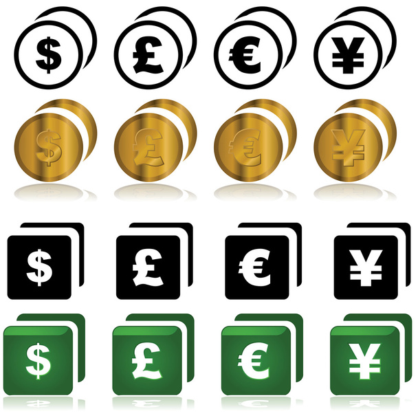 Iconos de divisas
 - Vector, imagen