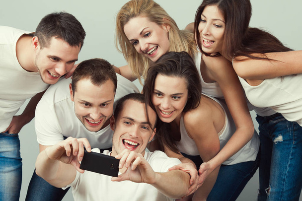 Best moments concept. Group of happy smiling and laughing friends - Fotoğraf, Görsel