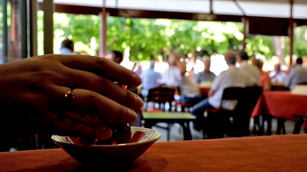 Drinkking turkish tea - Footage, Video