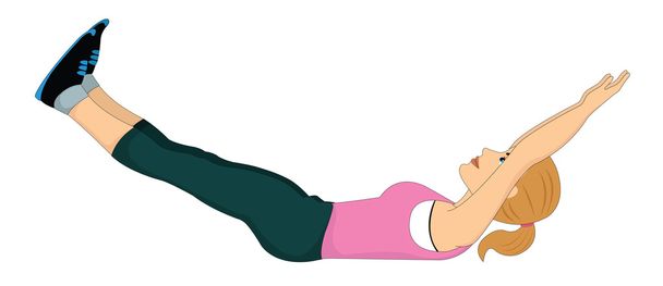 Exercising, woman doing stretching, illustration - Vector, Image