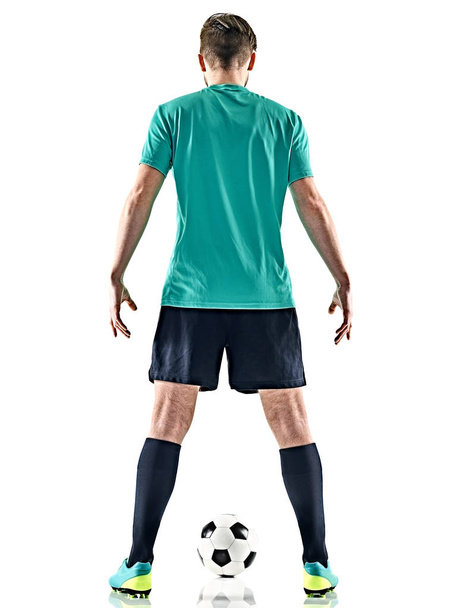 one soccer player man standing isolated white background - Foto, Imagen