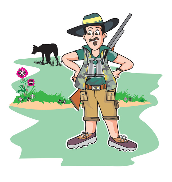 Safari caçador, ilustração
 - Vetor, Imagem