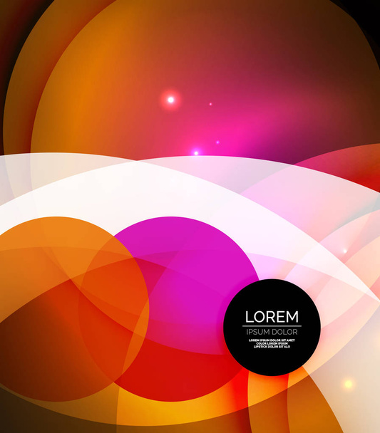 Overlapping circles on glowing abstract background - Vector, Image