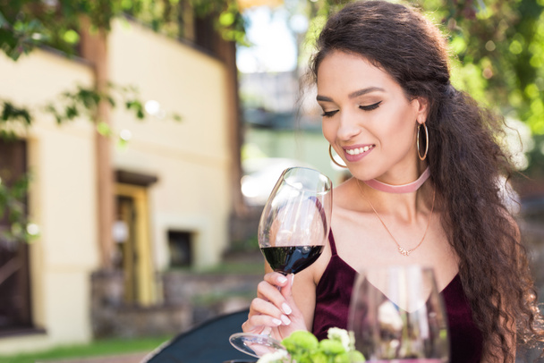 woman with red wine - Photo, Image