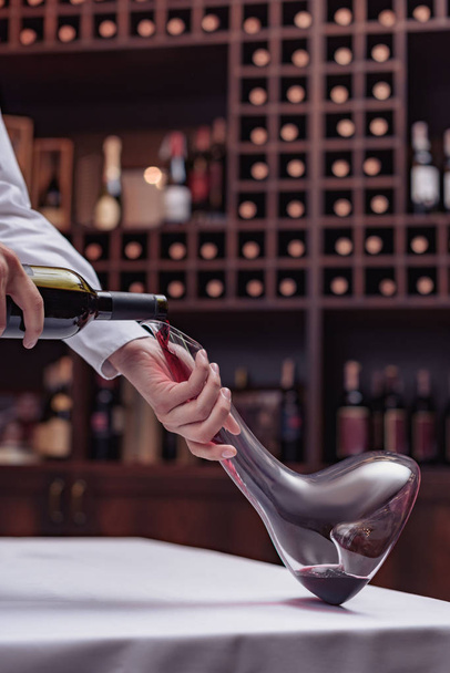 sommelier pouring red wine - Photo, Image