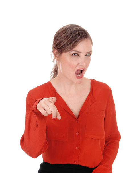 Woman pointing finger and shouting - Photo, Image