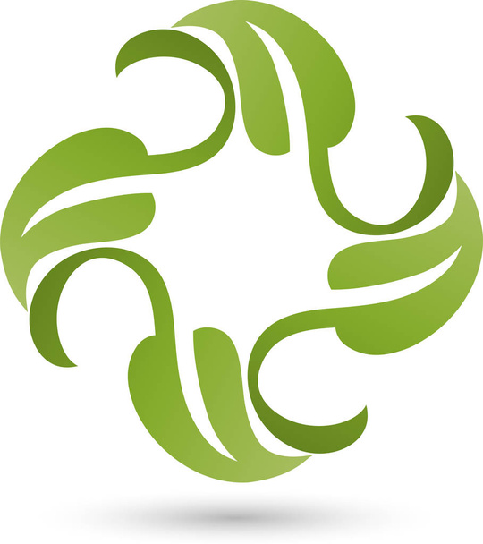 Neljä lehteä, kasvi, hyvinvointi ja naturopathic logo
 - Vektori, kuva
