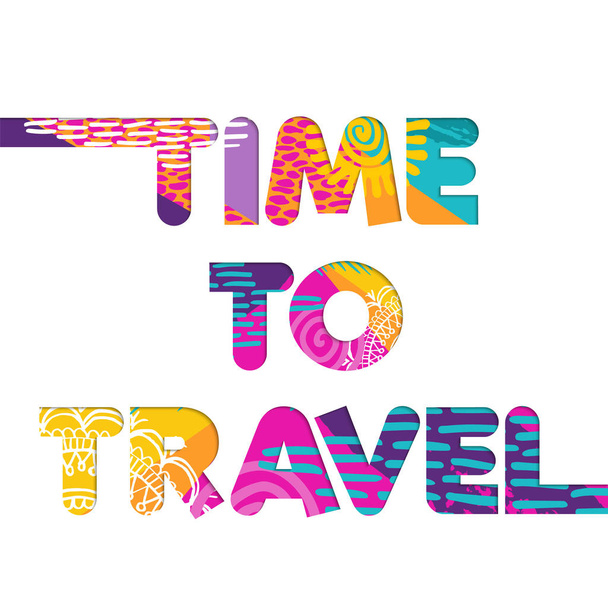 Summer vacation travel color cutout text quote - Vettoriali, immagini