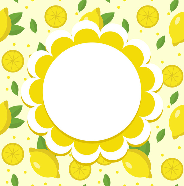 Etiqueta de limón, plantilla de envoltura para su diseño. Marco de fruta con espacio para texto. Ilustración vectorial
. - Vector, Imagen