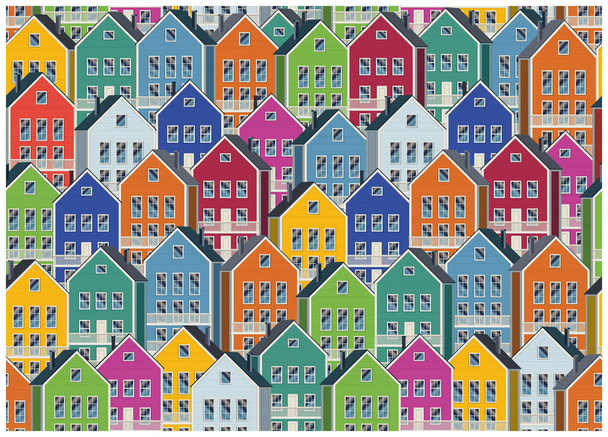 カラフルな家のパターン - ベクター画像