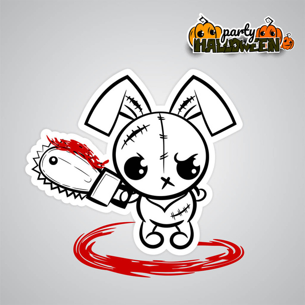 Halloween kwaad bunny voodoo-pop pop art strip - Vector, afbeelding