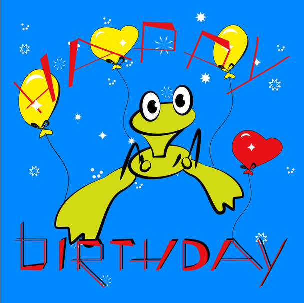 Birthday card with frog - Vektori, kuva