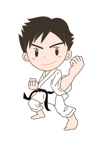 Niño pose de karate
 - Vector, imagen