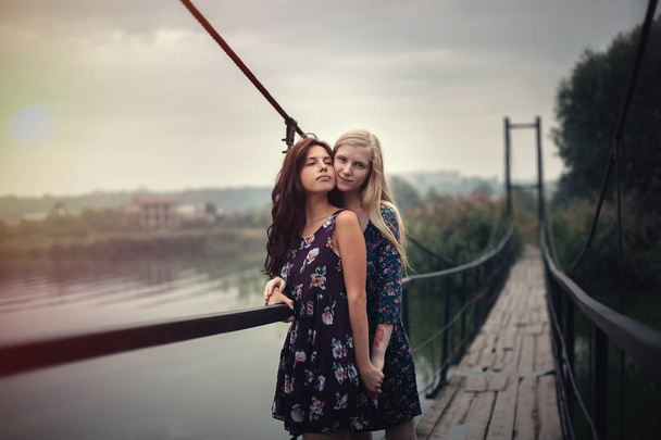 Lesbian Couple Together Outdoors Concept - 写真・画像