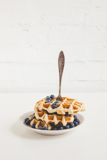 waffles pierced with fork - Photo, image