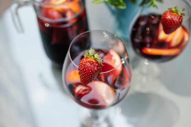 Delicious Red Sangria with fruits - Foto, imagen