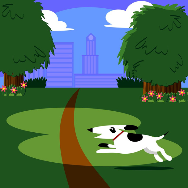 hond loopt in het park - Vector, afbeelding