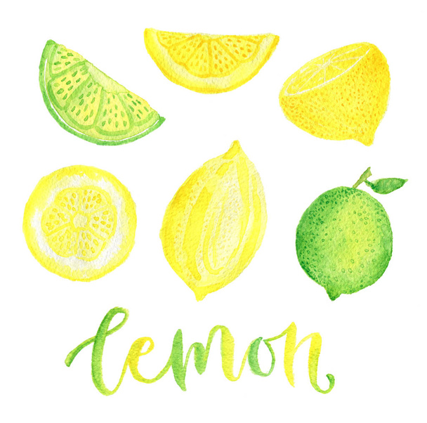 Watercolor lemon seamless pattern  - Foto, afbeelding