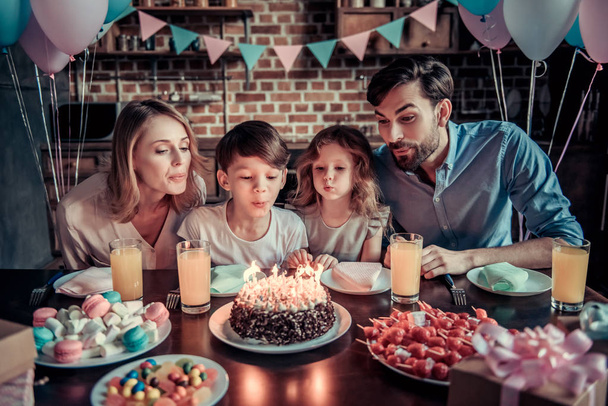 Family celebrating birthday - Photo, Image