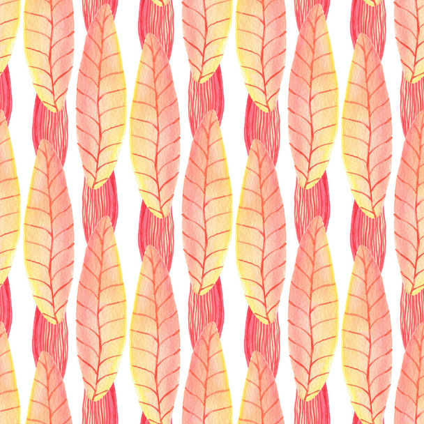 pink leaves seamless pattern. Floral print over white background - Φωτογραφία, εικόνα