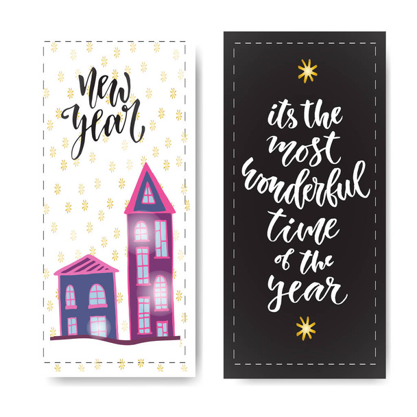 Set of hand drawn New year banners.  - Vector, afbeelding