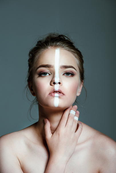 sensual girl with line on face - Foto, Imagen