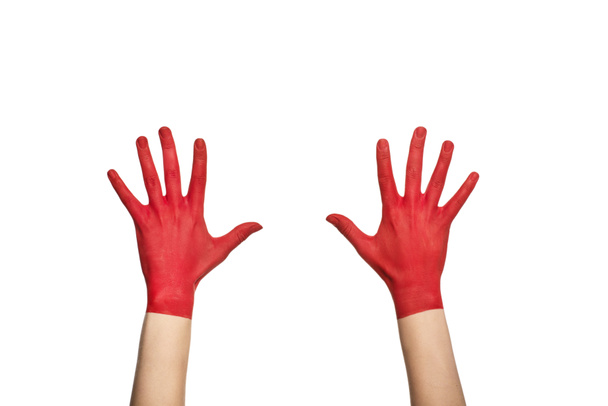 hands in red paint - Фото, зображення