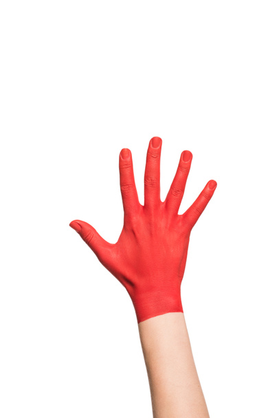 Hand in roter Farbe - Foto, Bild