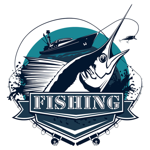 Marlin gros logo de pêche
 - Vecteur, image