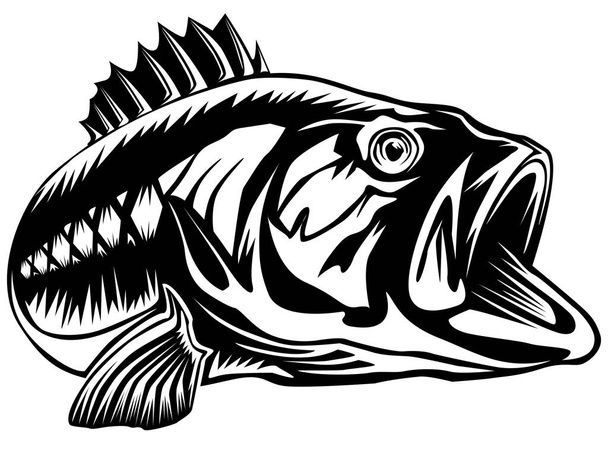Πέρκα, ψάρι λεπτομερείς λογότυπο - Διάνυσμα, εικόνα