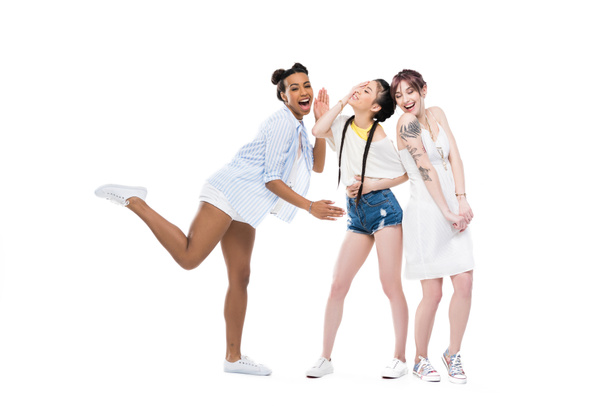 multiethnic girls laughing together - Photo, Image