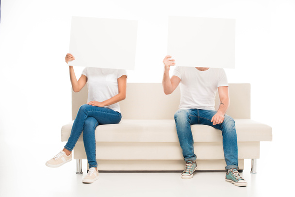 couple with blank banners - Photo, Image