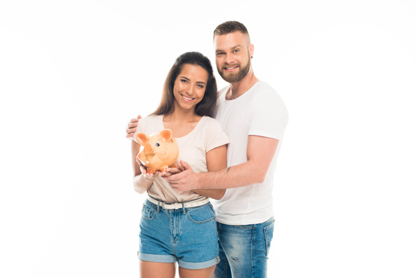 couple with piggy bank - Photo, Image