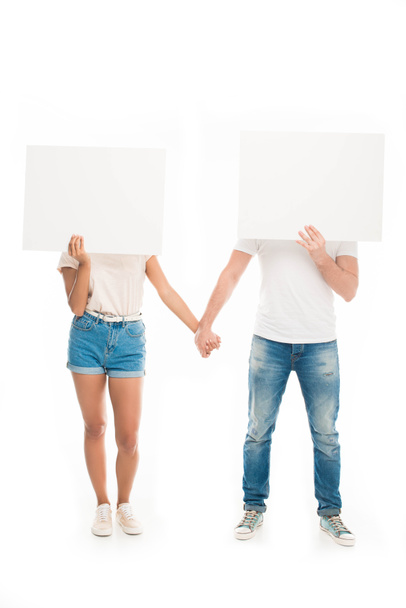 couple with blank banners - Foto, imagen