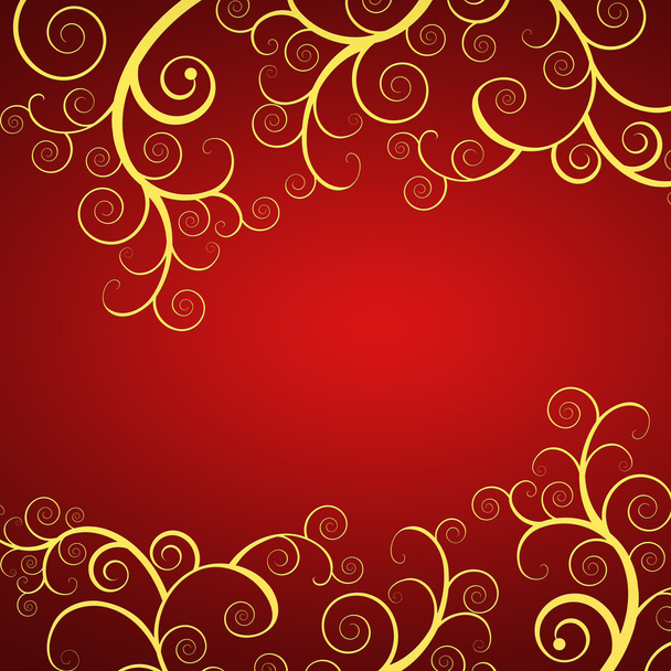 Elegant red background with golden swirls - Foto, immagini