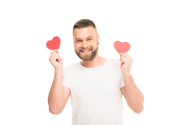 bearded man with red hearts - Photo, Image