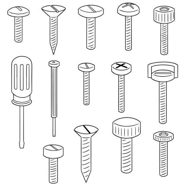 vector set of screw and screwdriver - Wektor, obraz