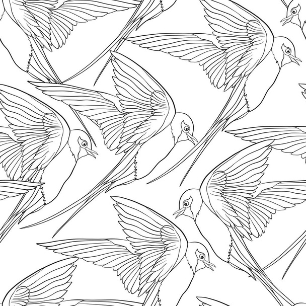 Swallow, birds. Seamless pattern, background. - Vector, Image