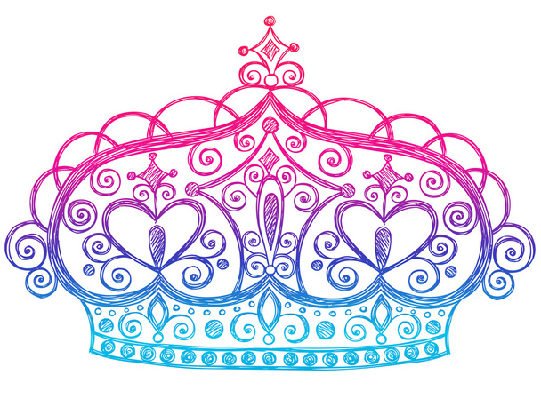 Dibujado a mano Sketchy Royalty Princesa Tiara Crown Notebook Doodles
 - Vector, Imagen