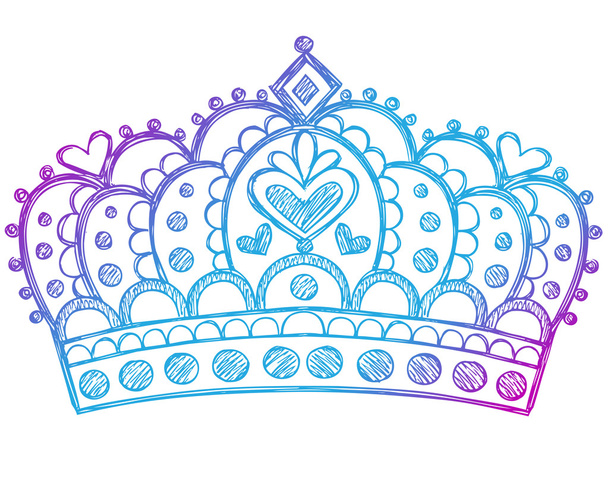 Hand-Drawn Sketchy Royalty Princess Tiara Crown - Vector, Image