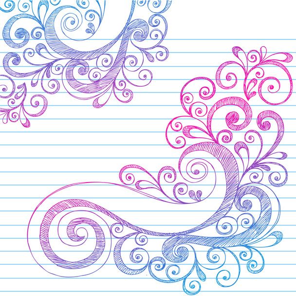 Kézzel rajzolt absztrakt vázlatos Swirly Doodles - Vektor, kép