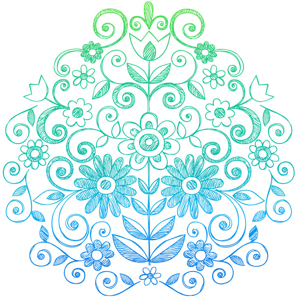 Мальована ноутбуків схематичні Doodle квітка і вир - Вектор, зображення