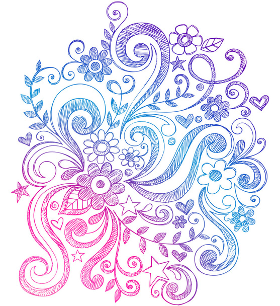 Paisley desenhado à mão estilo Henna Sketchy Doodles
 - Vetor, Imagem