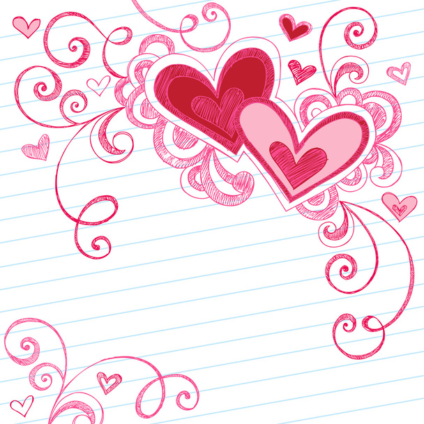 ručně Kreslený Valentýna srdce - Vektor, obrázek
