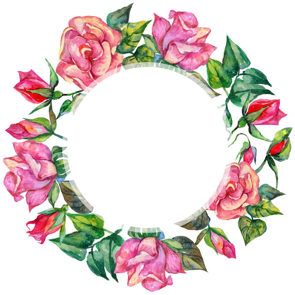 Wildflower rosa květinový rámeček ve stylu akvarelu. - Fotografie, Obrázek