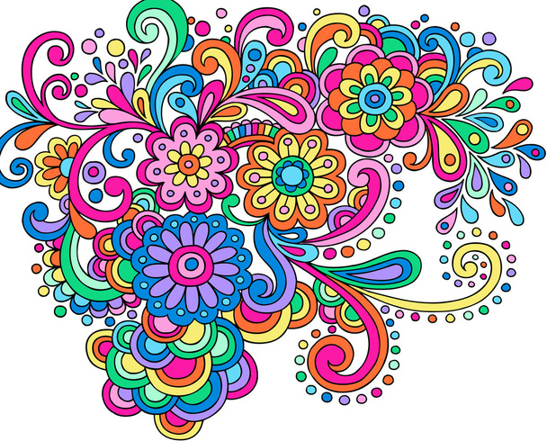 doodles χέρι διελκυνθεί ψυχεδελικό paisley σημειωματάριο - Διάνυσμα, εικόνα