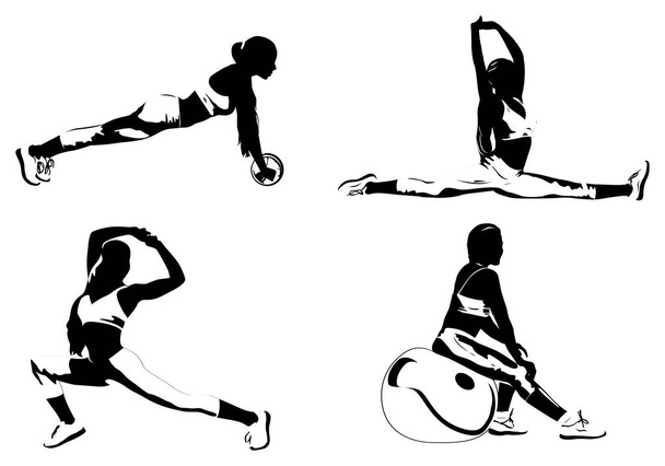 Young women fitness exercising - Vector, Image