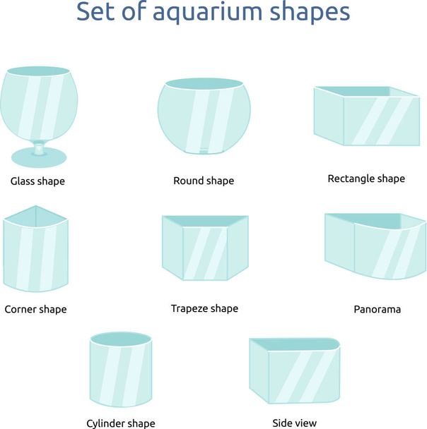 Aquarium forme l'illustration vectorielle. Décoration maison réservoirs en verre vides isolés sur fond blanc. Ensemble d'aquarium transparent pour poissons
 - Vecteur, image