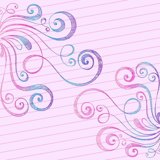 Hand-Drawn Abstract Swirls Sketchy Doodles - Vector, Image